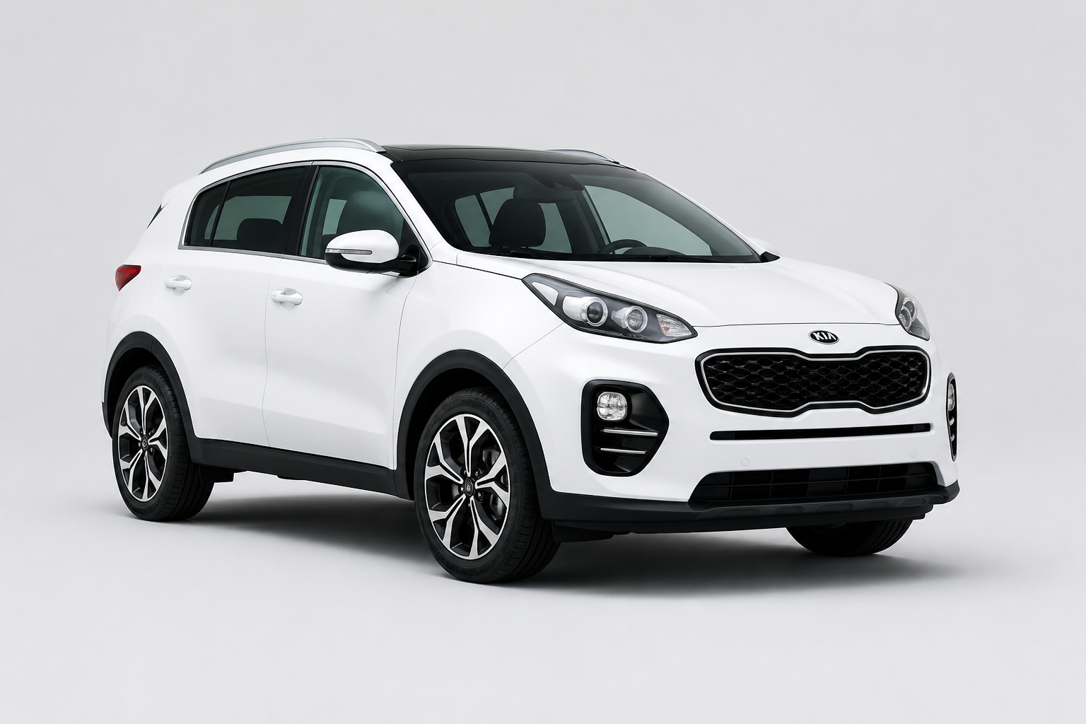 KIA Sportage white rental car